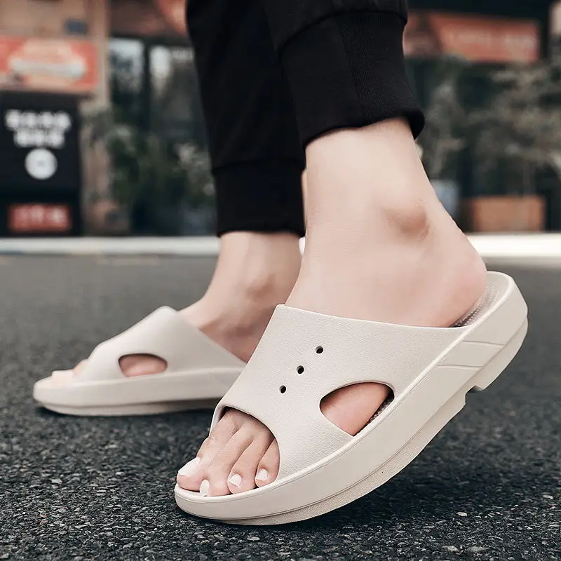 

Slippers Men's Fashion Summer Pure Color Home Slippers EVA Injection Non-slip Beach Slippers