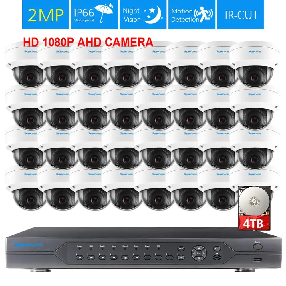 Система видеонаблюдения TOPROHOIME 32 канала HDMI 1080p 2 МП 1080P TVI CVI|Система наблюдения| |