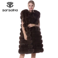 women fur vest winter real fox fur vest long female sleeveless o neck casual clothes for ladies luxury brand 2019 plus size new