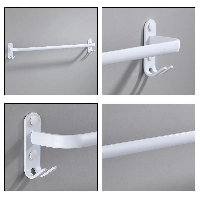

Bathroom Hanging Rod Aluminum Alloy Towel Rack Wall Mounted Towel Hanger Holder with Hook Multi-layer White Towel Bar Rail Matte