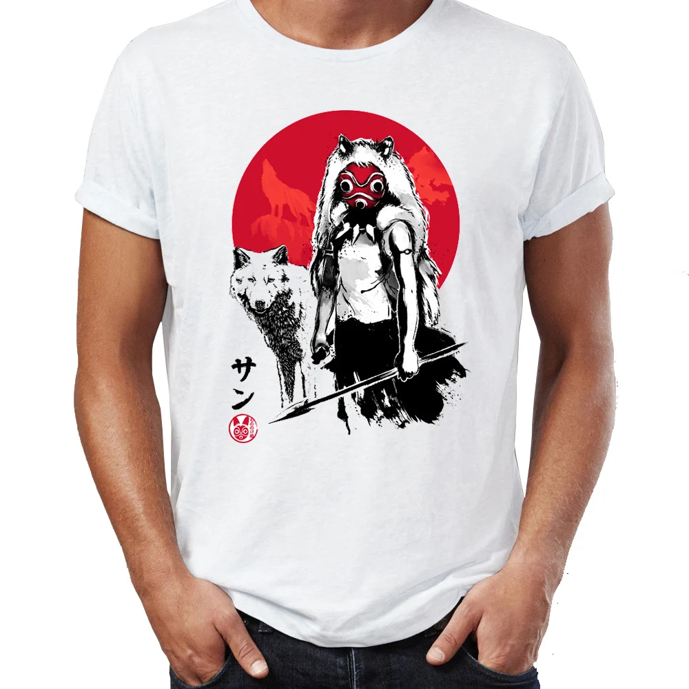 

Men's t-shirt Princess Mononoke Moro Wolf God Forest Spirit Artsy Awesome Artwork Printed Tshirt Harajuku Streetwear Tees Tops