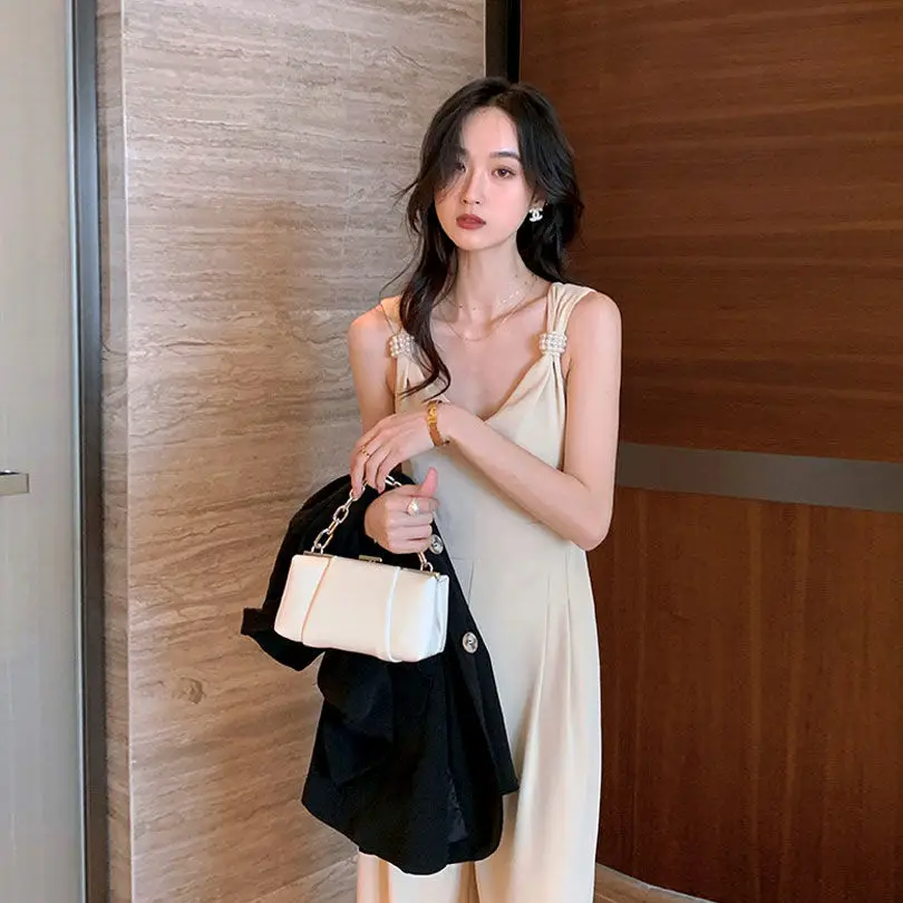 

Women 2021 Summer Fashion V Neck Sexy Jumpsuits Female High Waist Wide Leg Overalls Bodysuit Ladies Elegant Solid Playsuit Y134