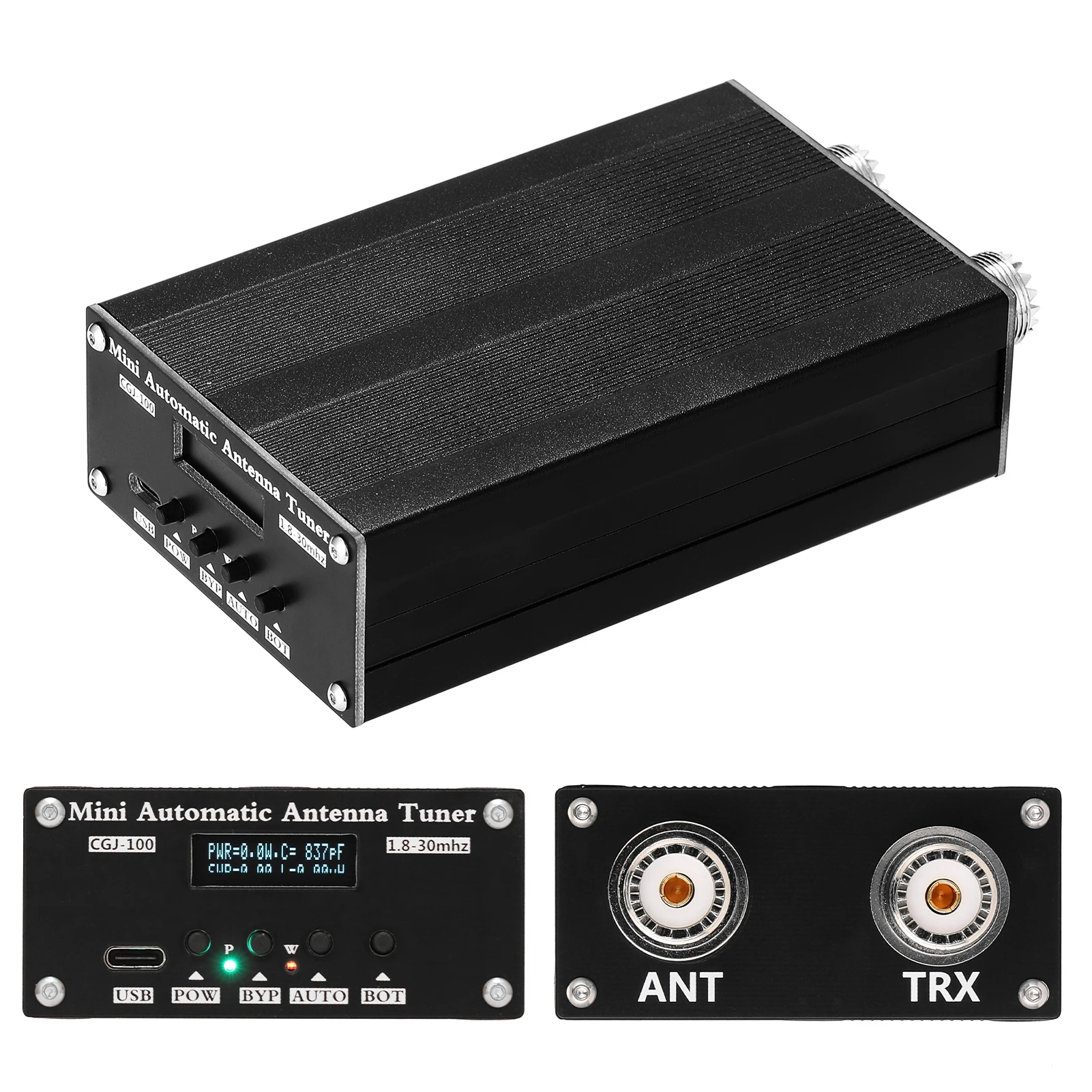 ATU 100 1 8 30 МГц 0 91 дюймов OLED Дисплей HAM тестер Мини автоматический тюнер антенны