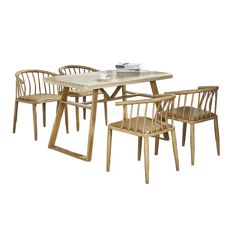 Nordic имитация дерева спинка кресла кованого железа Виндзор стул простой