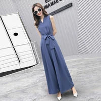 2022summer newly women jumpsuit lady sleeveless romper womens loossolidcolor wide leg pantsparty outfit clothes party playsuit