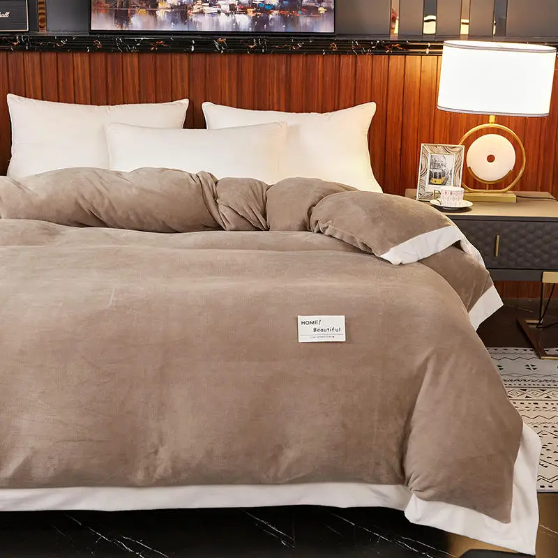 Коралловый флисовый чехол однотонный пододеяльник и наволочка для взрослых