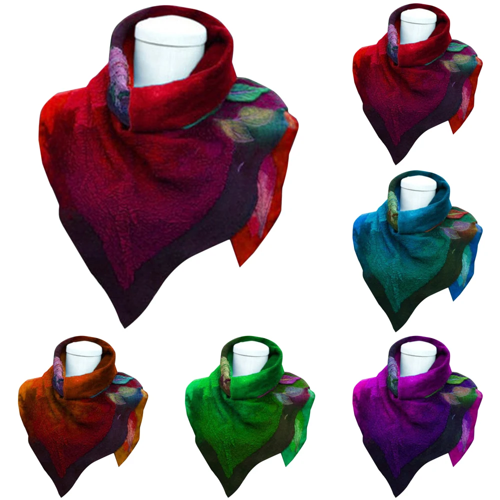 

Women Irregular Thermal Wrap Scarf Ladies Winter Neck Warm Shawls Stole Female Retro Tie Dyed Printed Scarves
