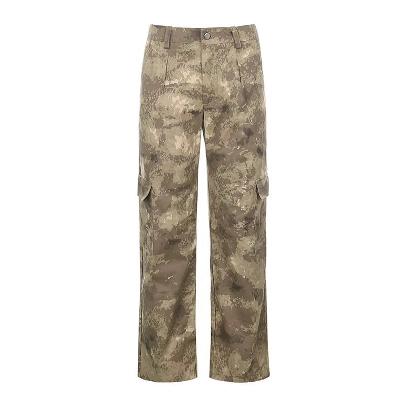 

XUXI Autumn 2020 Women High Waist Trousers Thin Fashion Printing Length Loose Camouflage Straight Casual Pantalon Femme FZ2472