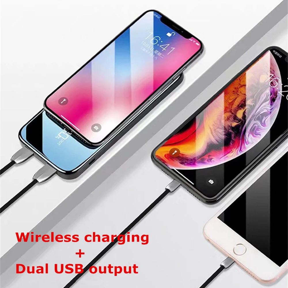 NTSPACE 10000 мАч Qi Беспроводное зарядное устройство Power Bank для iPhone Samsung с двумя usb