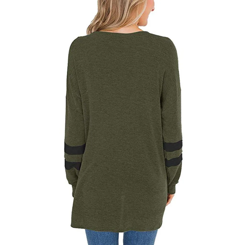 Fashion Split High Low Blouse Striped Casual Winter Ladies 2019 Loose Bottom Tops Female Women Long Sleeve Shirt Blusas Pullover | Женская