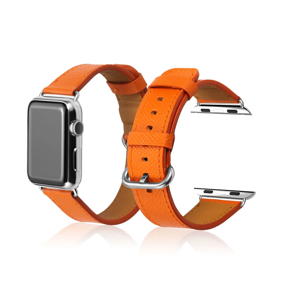 Orange iStrap Genuine Leather Vintage Loop Strap for Apple Watch Band Iwatch 3/2/1 Replacement Bracelet - Цвет ремешка: Orange