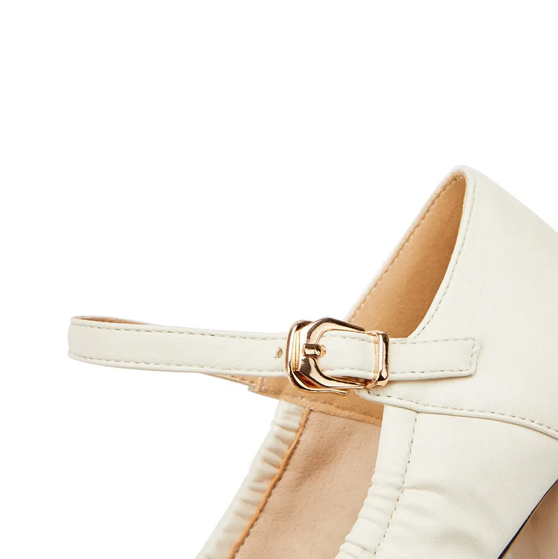 

Elegant Square High Heels Pointy Toe Pumps Women Ladies Mary Janes Shoes Buckle Strap Woman Female Size 33-48 Pump Zapatos Mujer