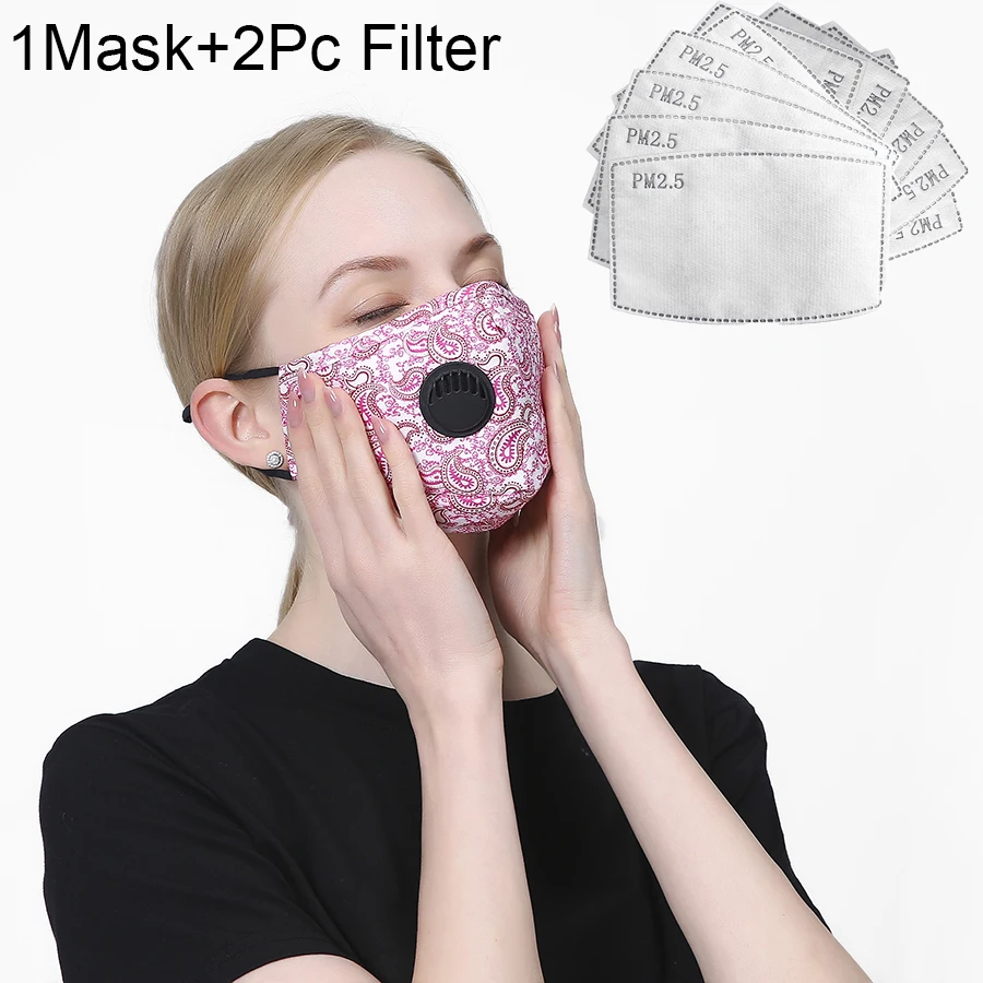 

1Set Print Adult Cotton Mask Anti Dust Daily Face Mask Breath Activated Carbon Filter Black Mouth Mask Men Reusable Face Masks