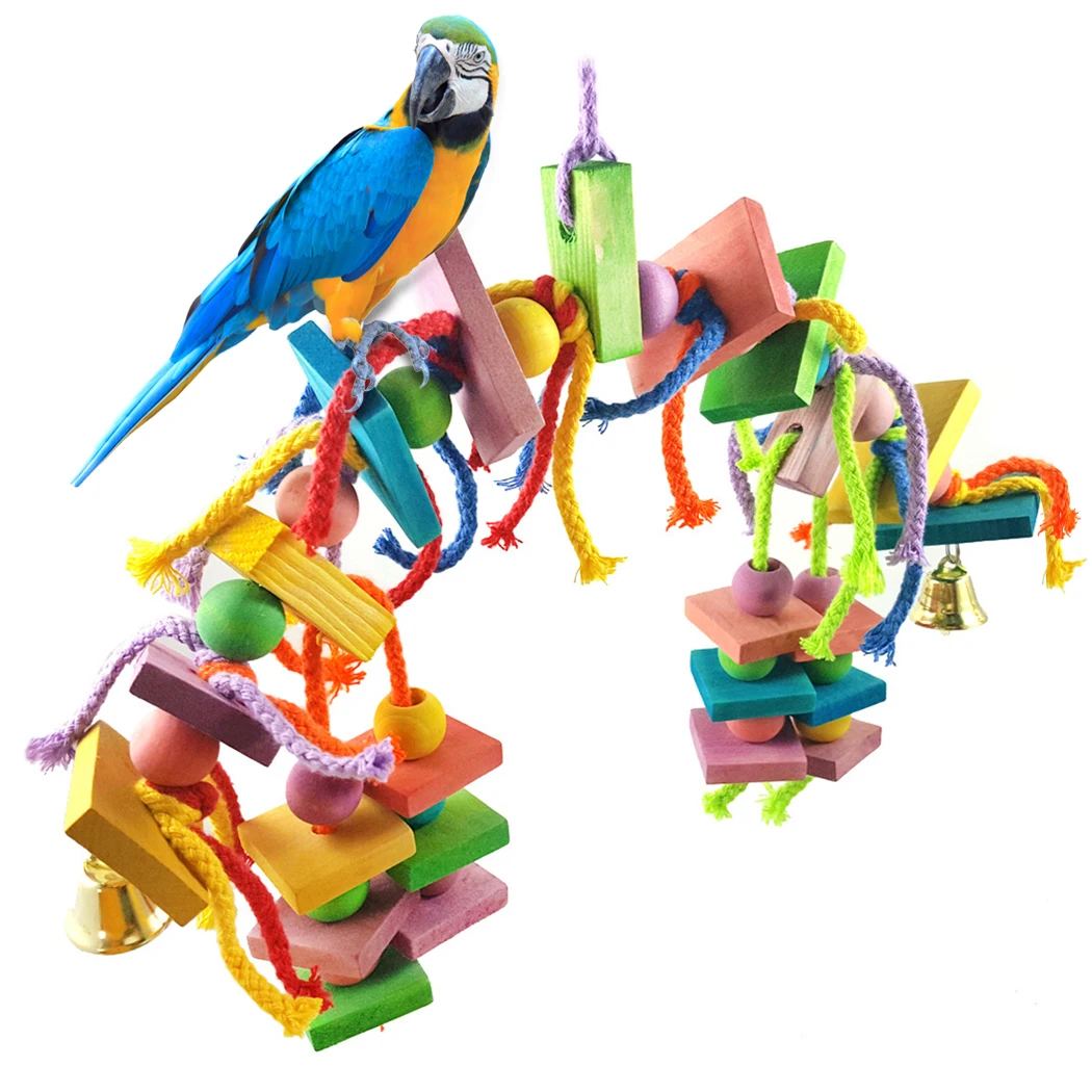 

Жевательная игрушка для птиц, деревянная устойчивая к разрыву игрушка для жевания птиц, подвесная игрушка для попугая, подвесные украшения ...