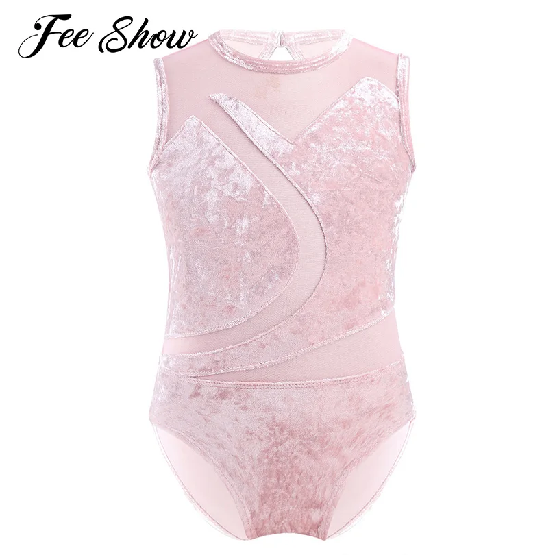 Балетные трико для девочек комбинезон без рукавов гимнастики удобные сетчатые
