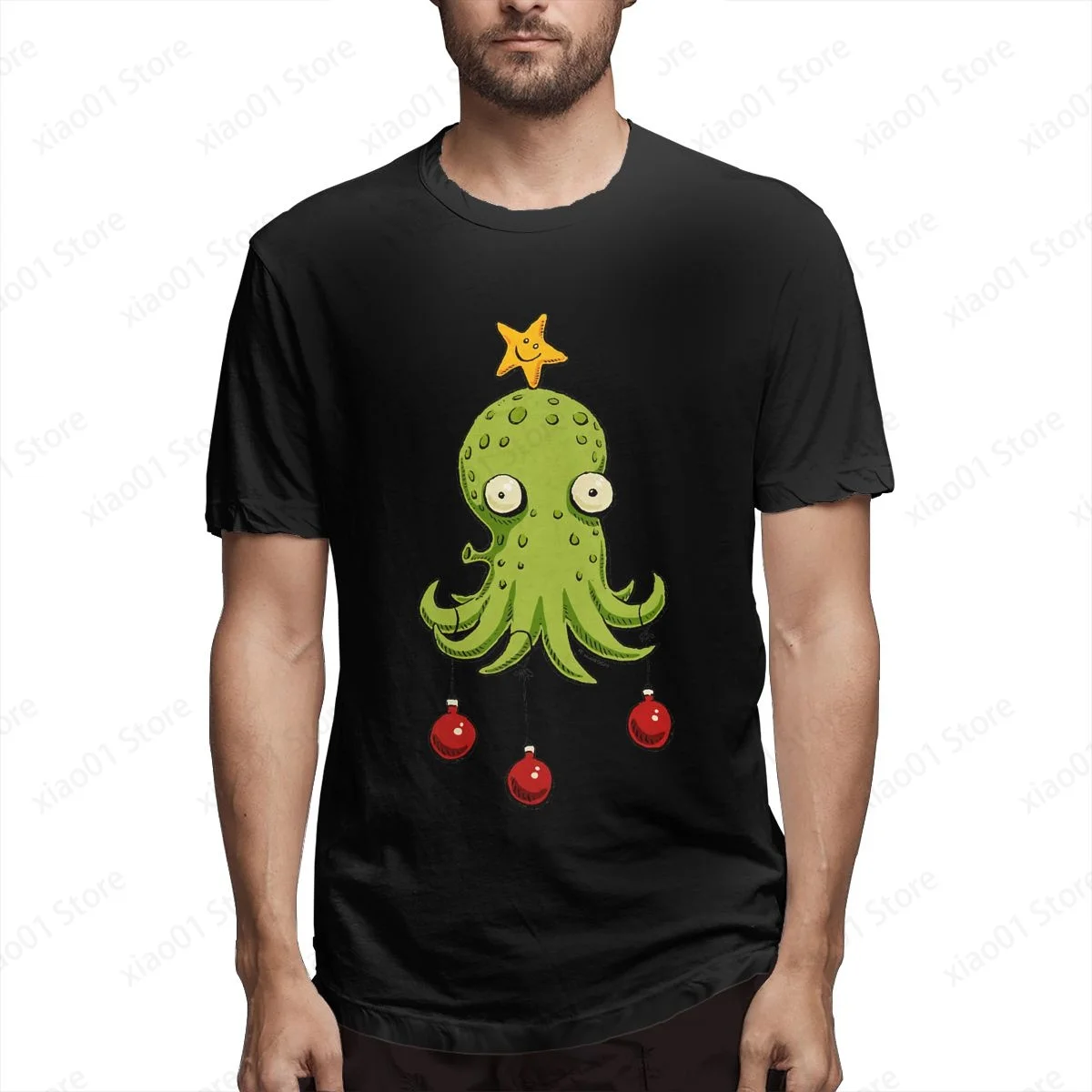 

Christmas Cephalopod T Shirt Men Women Graphics Harajuku T-Shirt Creativity Short Sleeve Tee Tops