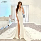 Сексуальные свадебные платья LORIE с высоким разрезом сбоку, женское платье с юбкой-годе 2022, с глубоким V-образным вырезом, без рукавов