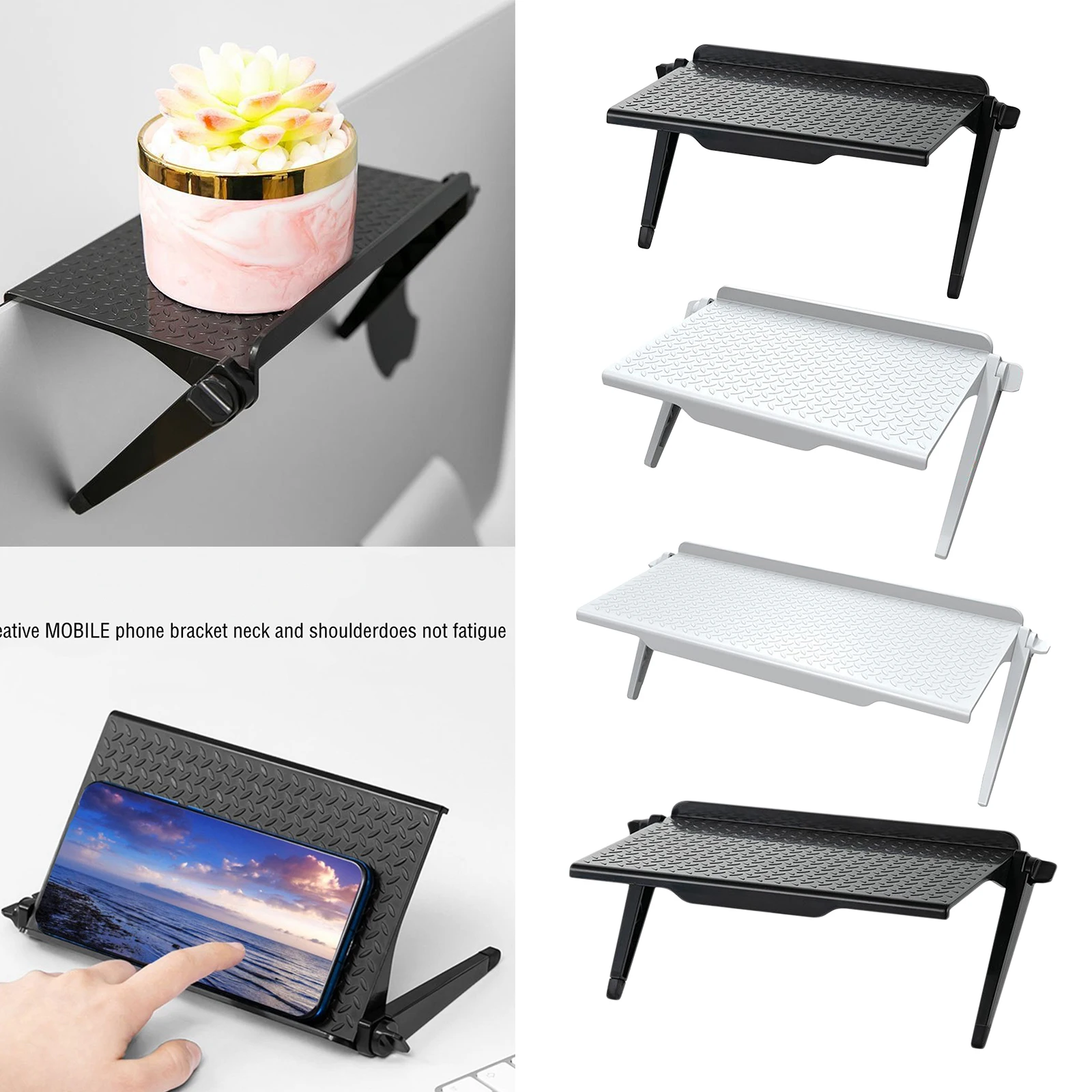 

Adjustable TV Top Shelf Monitor Screen Storage Bracket Holder for Home