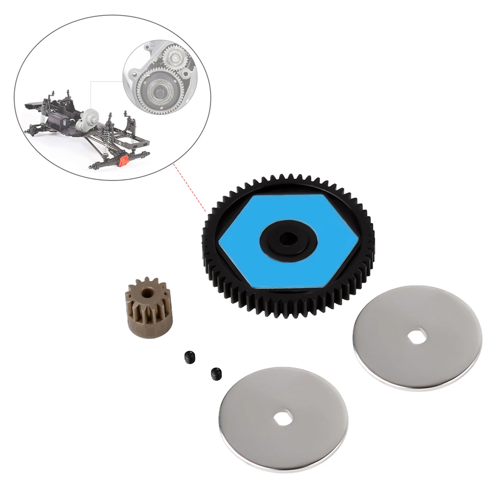 

AX31027 56T прямозубая шестерня 13T моторная Шестерня для Axial SCX10II 1:10 радиоуправляемая модель автомобиля обновленные детали