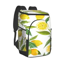 Large Cooler Bag Thermo Lunch Picnic Box Fruits Lemon Floral Insulated Backpack Ice Pack Fresh Carrier Thermal Shoulder Bag