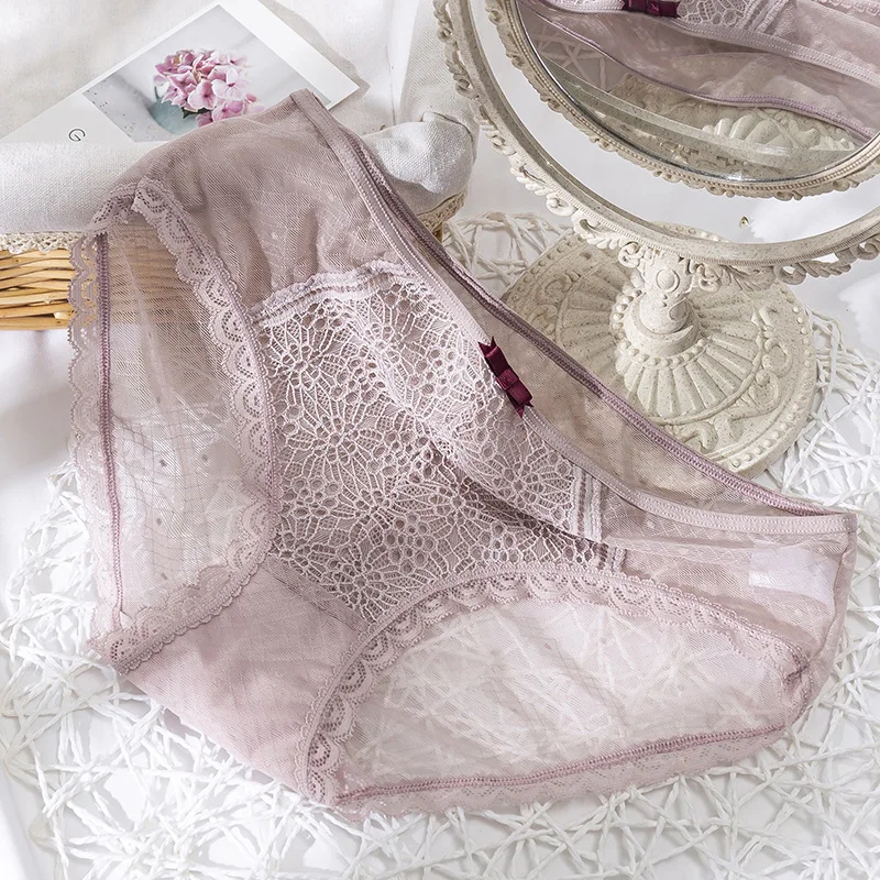 Трусики женские кружевные с заниженной талией и бантом | Женская одежда