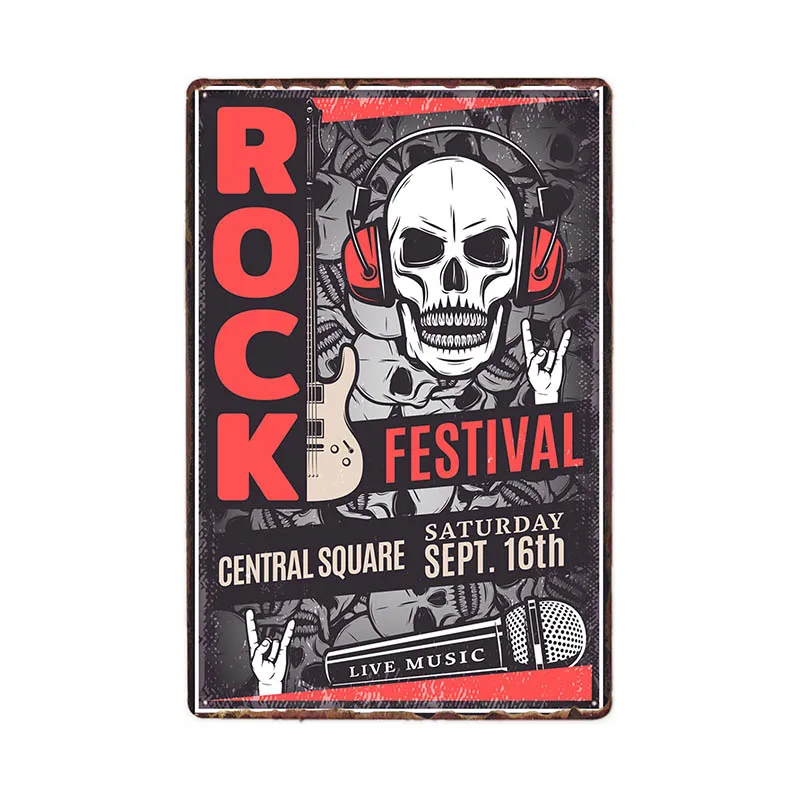 Винтажный металлический жестяной знак Rock n рулонный плакат Music настенное