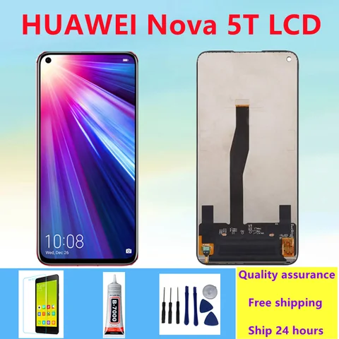 Дисплей для Huawei Nova 5 T, ЖК-дисплей, сенсорный экран с заменой рамки для Nova 5 t 5 t YAL-L21, L61A, L61D, L71A, ЖК-экран