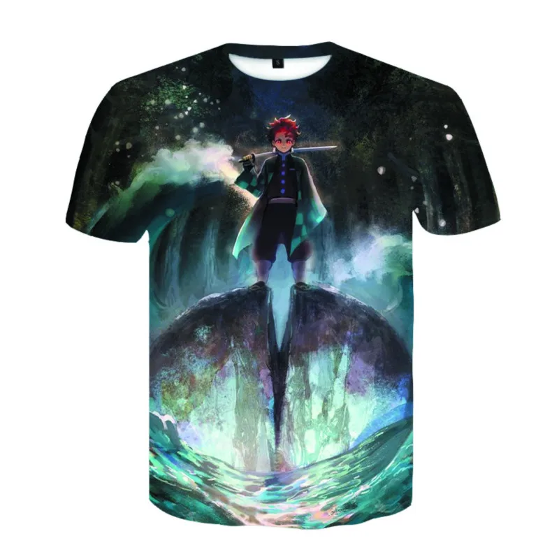 

Summer 2021 New Anime Demon Slayer Kimetsu No Yaiba Men's Summer Short-sleeved Funny Hip-hop Harajuku Style Modern T-shirt