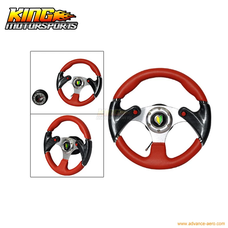 

Universal 320MM Red PVC Racing Battle Steering Wheel Carbon Look USA Domestic Free Shipping