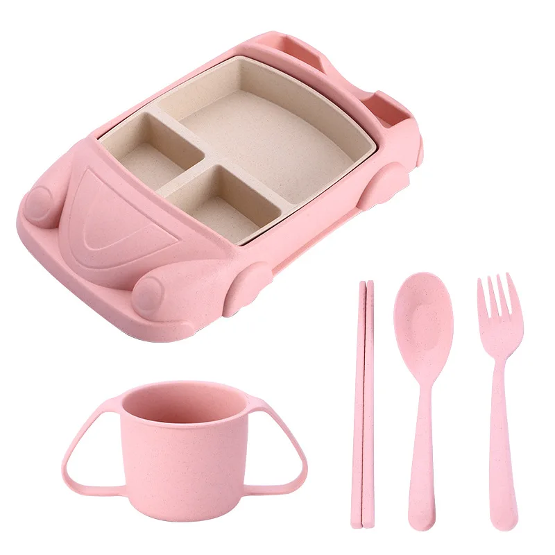 

Baby Cutlery Set Children's Cartoon Car Set Creative Food Spoon Fork Chopsticks Bowl Plate Child Learn to Eat Food Tableware