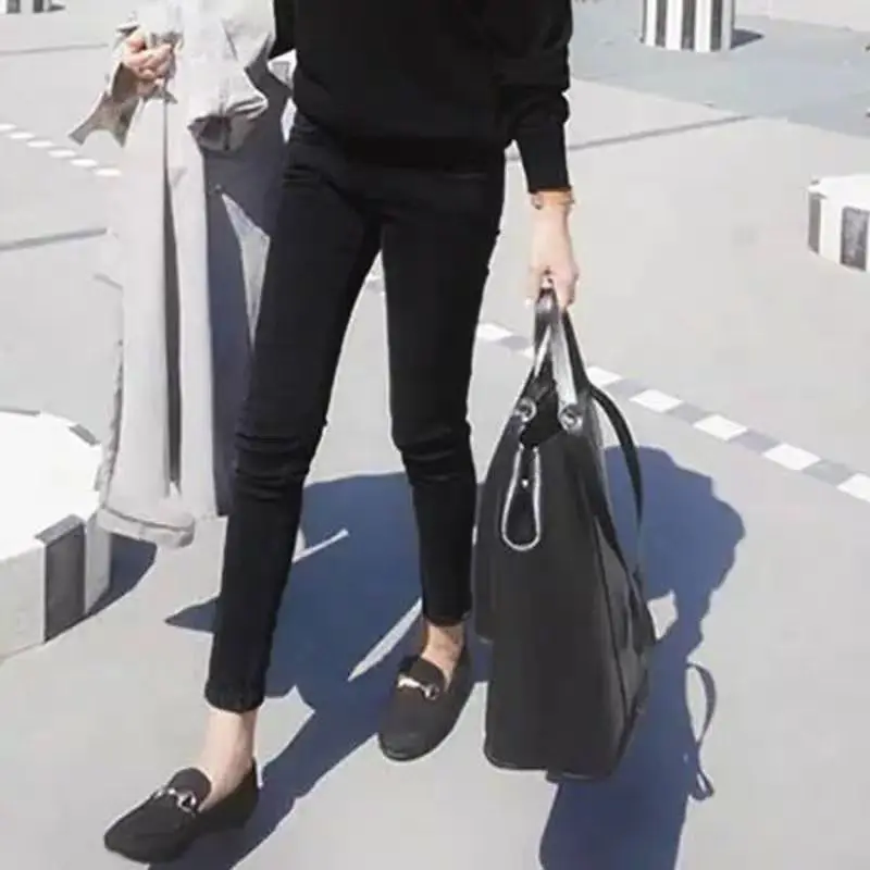 

Woman Jeans Pants Autumn High Waist Tight Tappered Pencil Pants