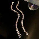 Женские серьги-подвески с кисточками, серьги из серебра 925 пробы с кристаллами и цирконием класса ААА, 14 к