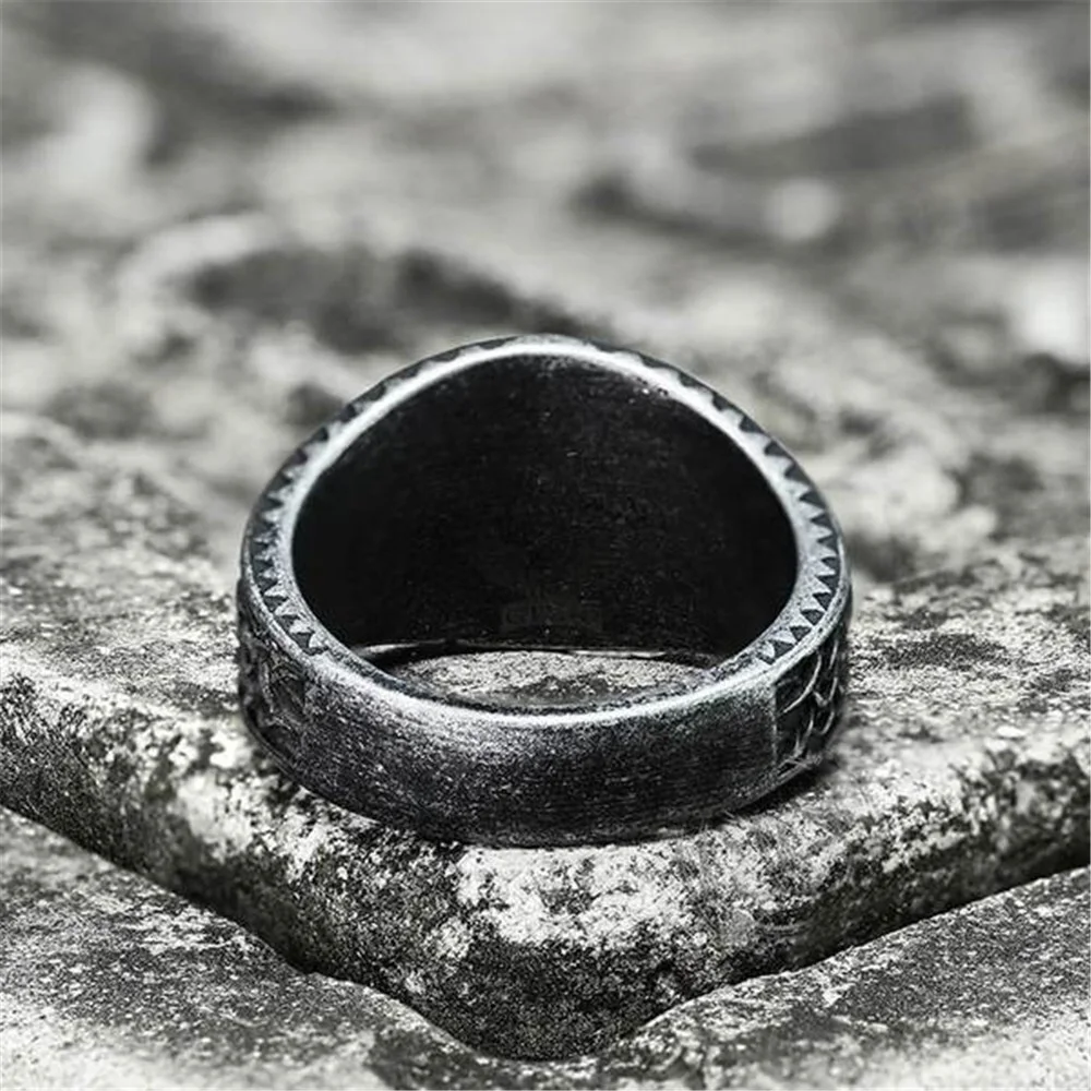 

Trendy Fashion Nordic Mythology Celtic Compass Rings Men Domineering Retro Gothic Hip Hop Party Accessories Locomotive Jewelry