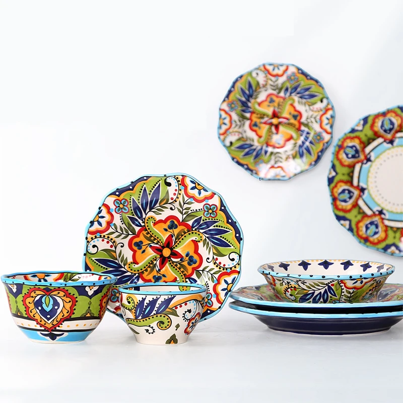 Креативные керамические обеденные тарелки ручной росписи 11 дюймов блюдо для