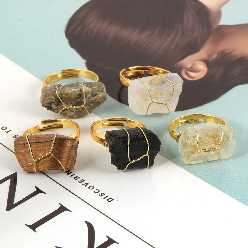 Кольцо с натуральным драгоценным камнем для мужчин и женщин неправильной формы