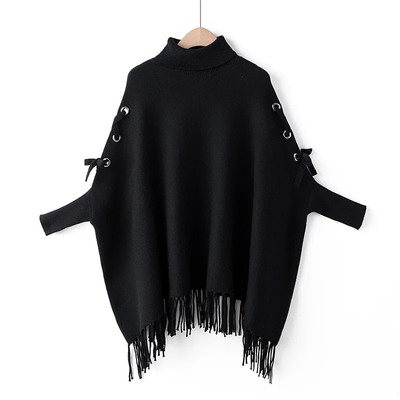 Повседневный женский свитер пончо размера плюс Осень зима 2019 Модные свободные