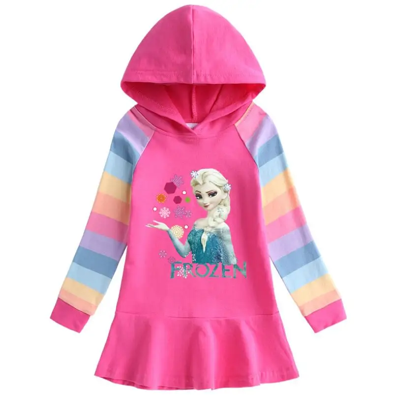 Осеннее платье с капюшоном и оборками для девочек | Детская одежда обувь