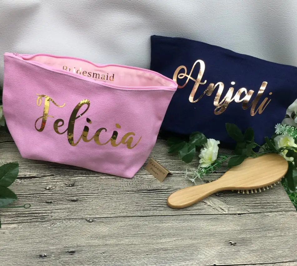 Индивидуальные золотистые Свадебные косметички с любым языком свадебная