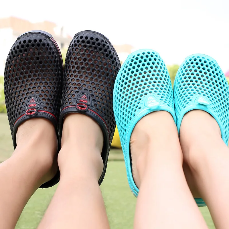 

2021 Summer Slippers Men Hollow Out Breathable Beach Flip Flops Unisex Casual Slip-on Flats Sandals Men Shoes