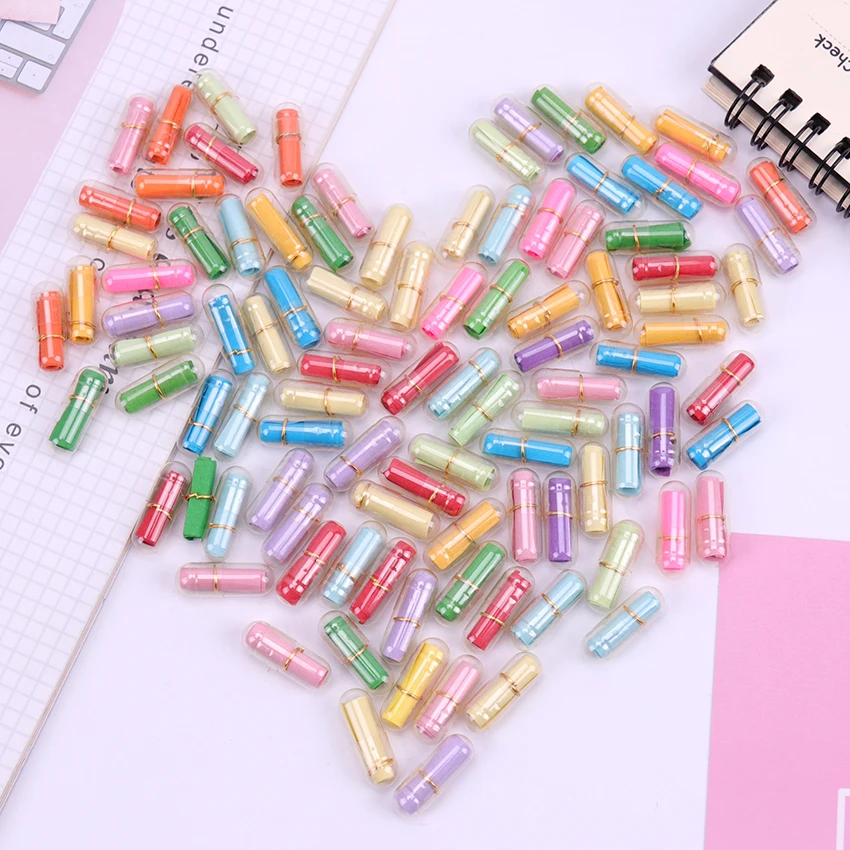 

50 PCS/Lot Kawaii Mini Transparent Wishing Pills Love Blank Message Capsule Envelope Letter Paper Student Writing Paper