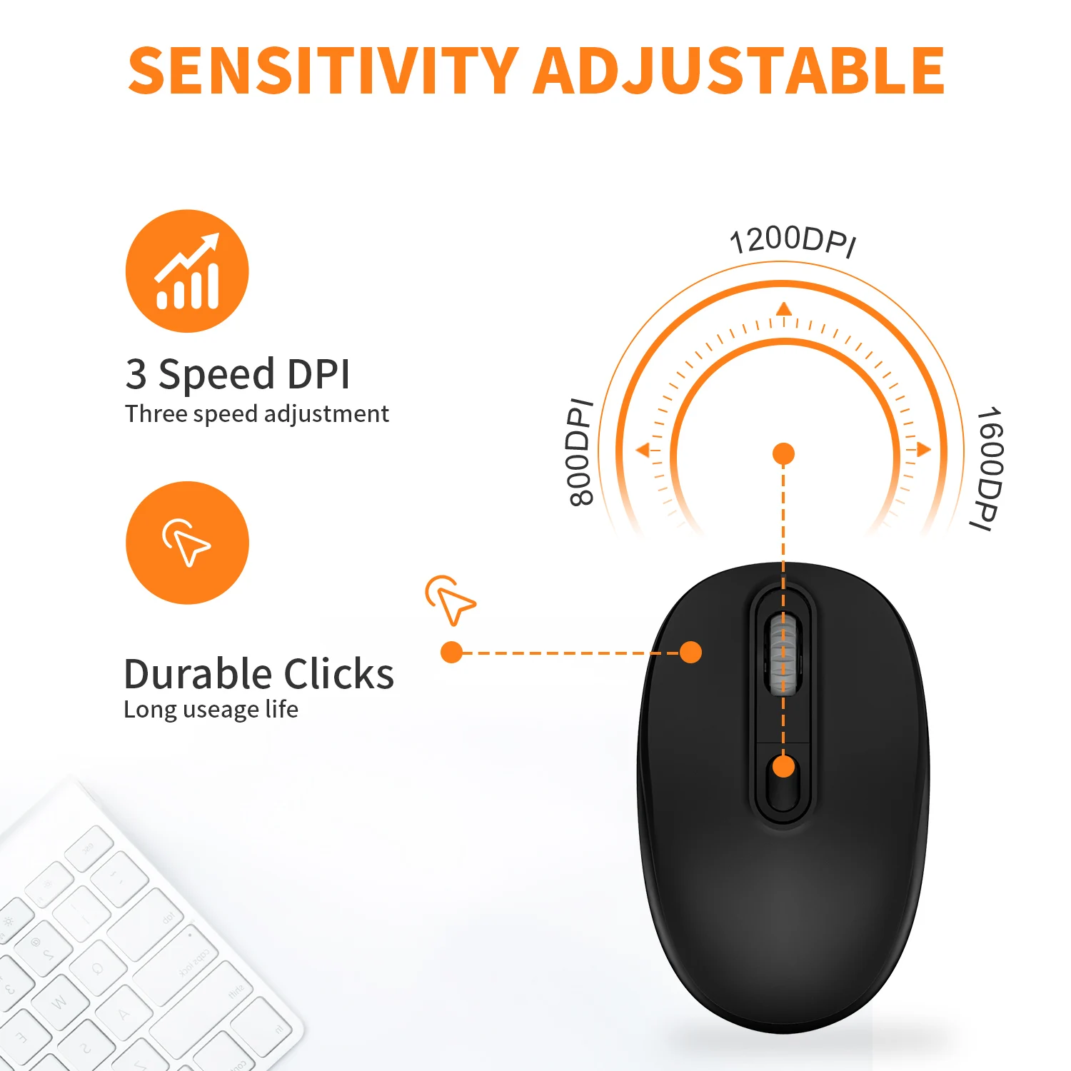 

Wireless Mouse 2.4G Silent Cordless Mouse 3 Adjustable DPI Portable Computer Mobile Noiseless Mice
