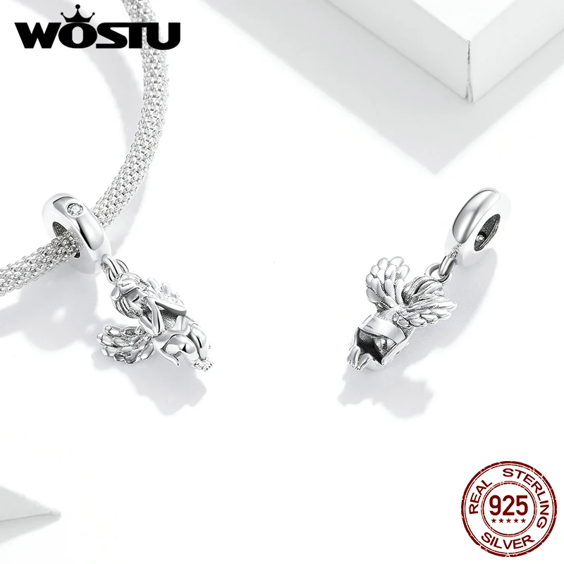 WOSTU Новый 2020 маленький Ангел подвески серебряные бусины 925 пробы кулон подходят