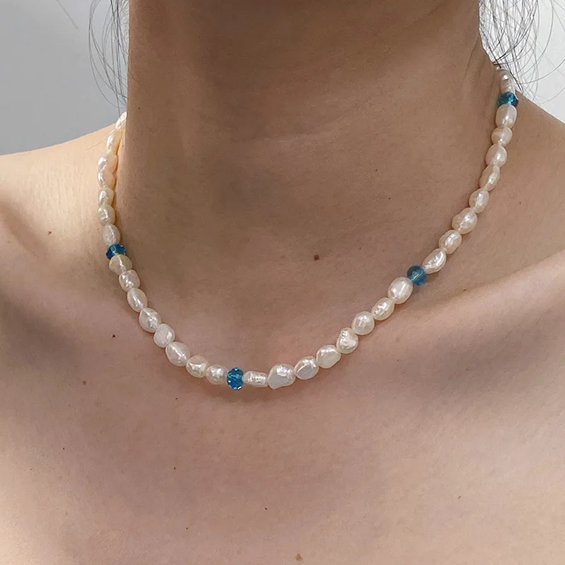 

Natural freshwater pearl necklace blue pearl color pearl clavicle chain pearl necklace