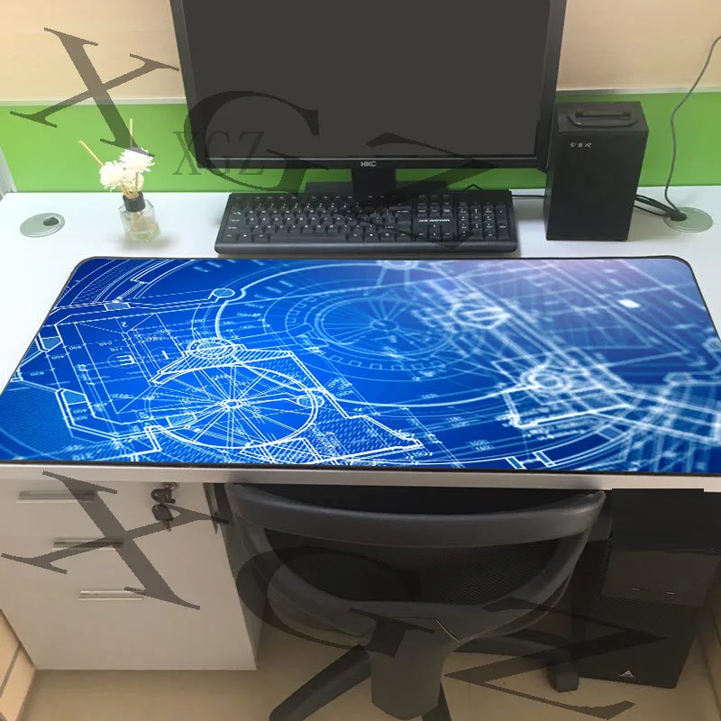 Большой игровой коврик для мыши XGZ с набором часов нескользящий компьютерного
