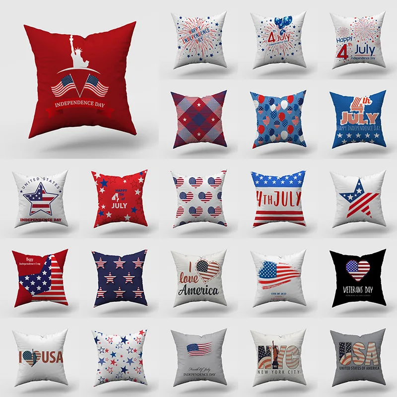

45x45cm American Independence Day Decorative Pillowcase National Day Flag Throw Sofa Cushion Cover 4th of July Pillow Cover