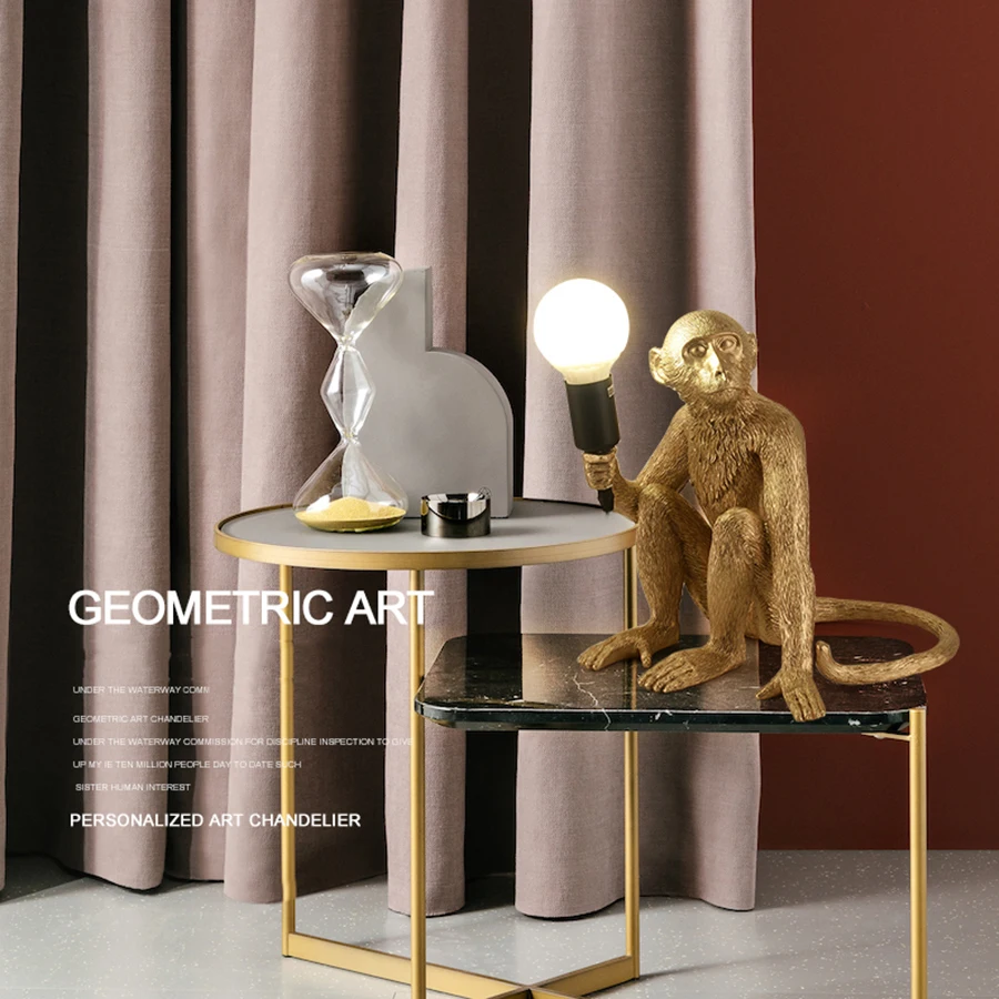 

Северное золото лампа в форме обезьяны Светодиодный Настольные лампы современная кровать украшения комнаты настольная лампа пеньковая ве...