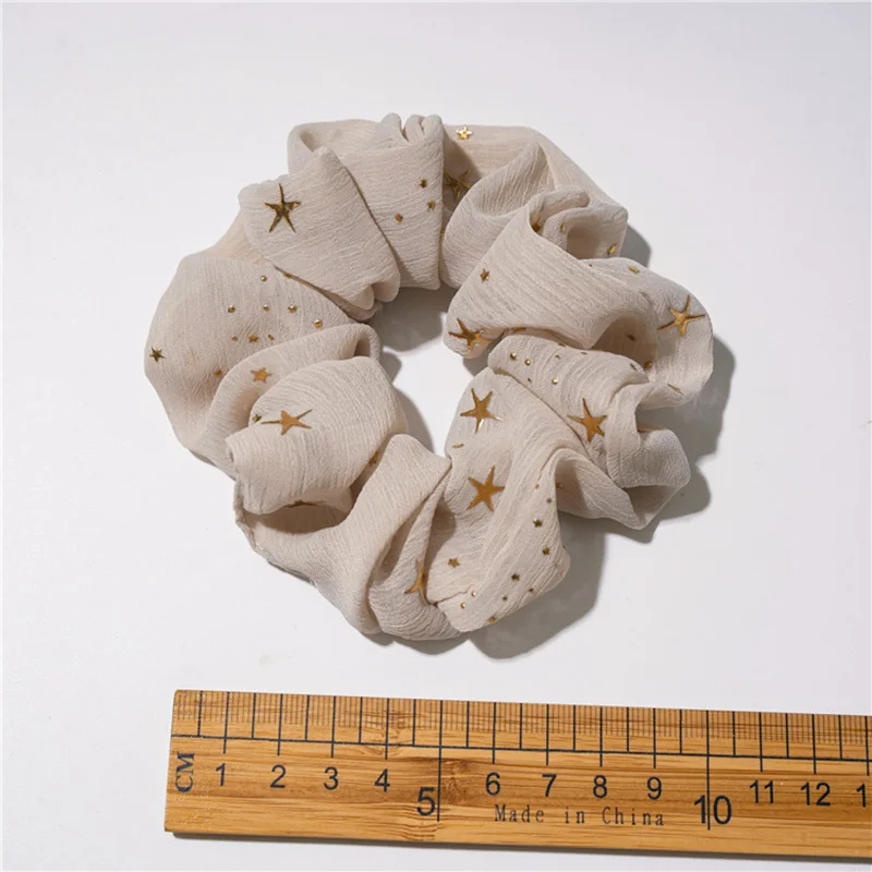 

Shiny Star Printed Sweet Hair Scrunchies For Women No Crease Hair Accessories Ponytail Holder Elastic Rubber Headwear Gifts