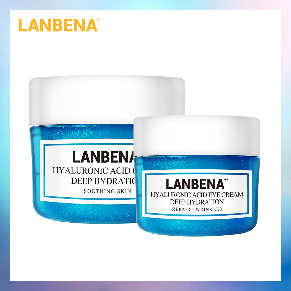 LANBENA крем для лица с гиалуроновой кислотой+ крем для глаз 2 шт. увлажняющая отбеливающая омолаживающая сыворотка для лечения акне укрепляющий уход за кожей