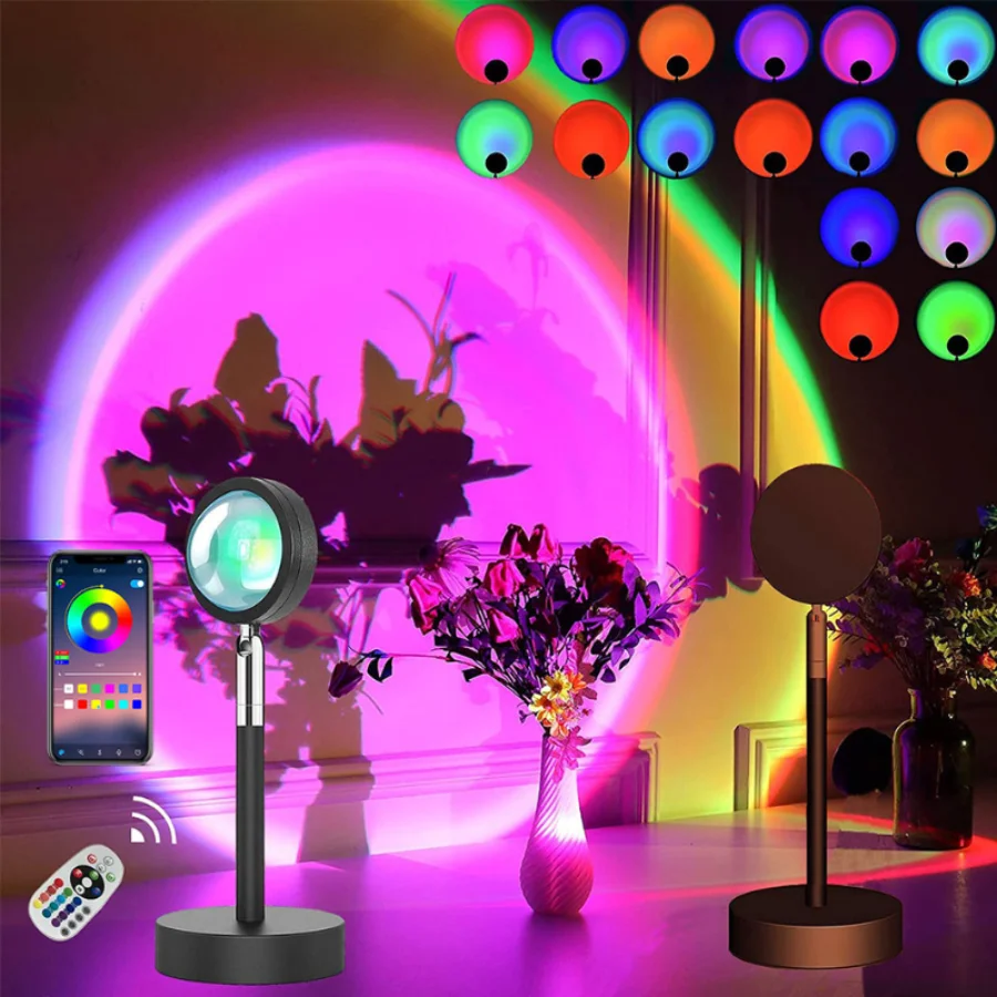 

Smart Bluetooth Sunset Projection Lamp Sunset Projector Night Light APP Remote Led Lights for Room Decoration Photography Gifts