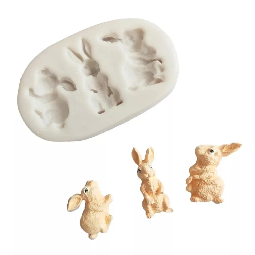 

3D Rabbit Easter Bunny Fondant Silicone Molds Decoration Tool Chocolate Cake Gumpaste Mold Soft ceramics Kitchen Cooking Tools